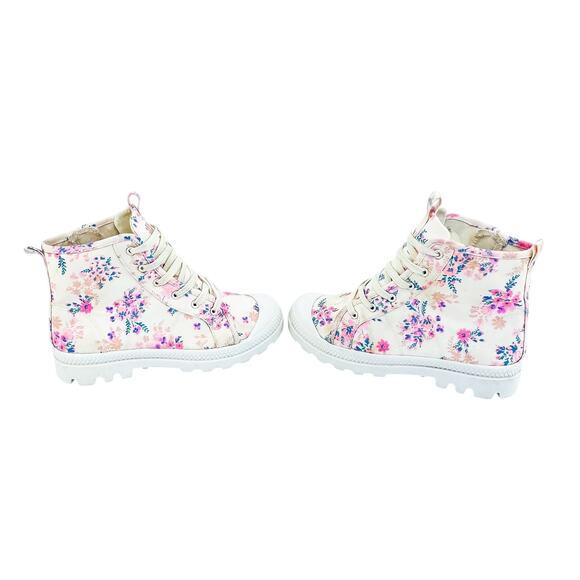 FabKids Girls Floral Canvas Combat Boots – Size 4 - Picture 8 of 8